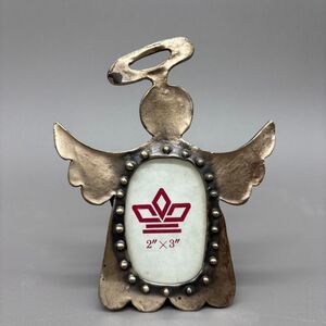 Vintage HK Perfect Angel Picture Frame Pewter Style 2x3 Folk Art Photo Holder